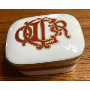 Christian Dior Monogram Red Japan Jewelry Ring Vanity Lidded Box Boudoir Decor